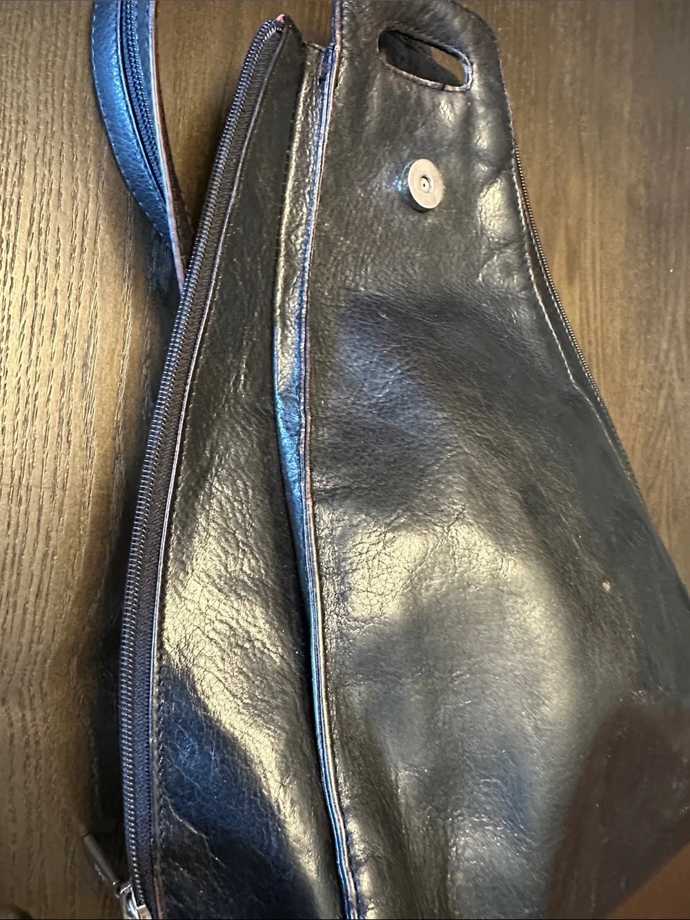 HOBO vintage Black Leather Triangle Sling convertible Backpack